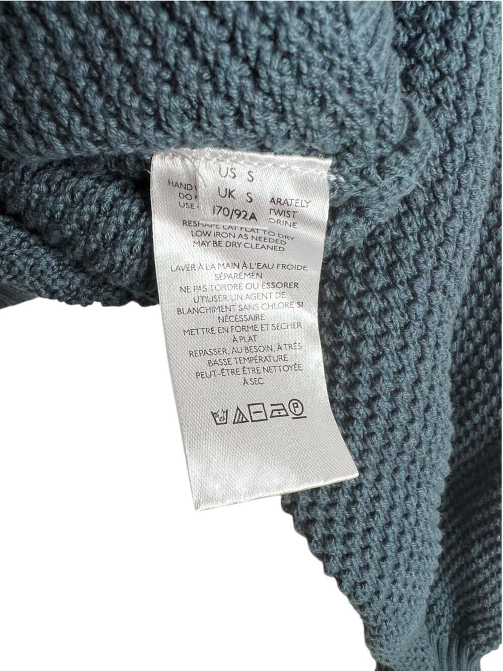 FP Beach Free People Teal Blue Chunky Knit Mock Neck Cropped Sweater Size S - Picture 4 of 6